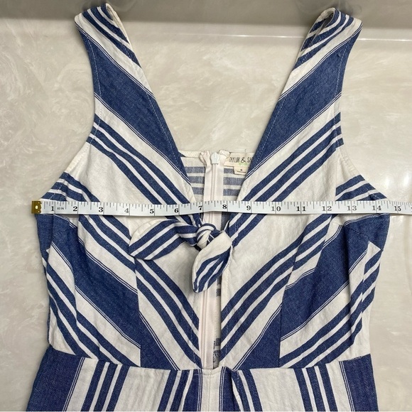 Taylor & Sage Linen Blend Tulip Leg Jumper Romper Blue White Stripes Small - Picture 12 of 16